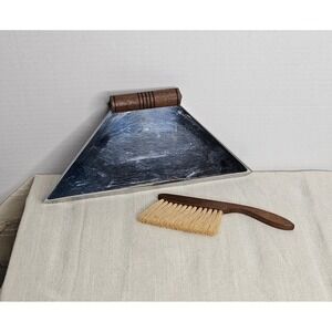 Vintage Redecker Dustpan And Brush Stainless Steel Germany Wooden Handles